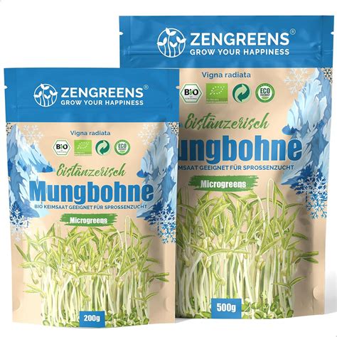 ZenGreens Bio Mungobohnen Sprossen Samen Wähle zwischen 200g und