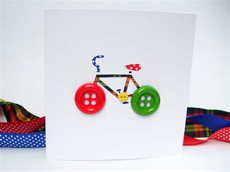 Bicycle Card With Button Wheels Bike Card Cycling Card Paper Cut