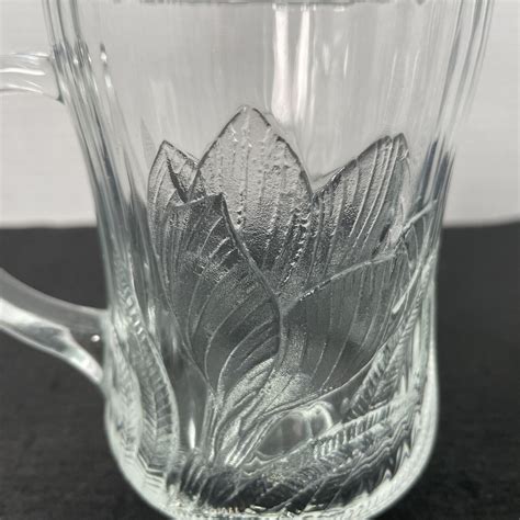 Vintage Arcoroc France Canterbury Crocus Clear Glass Floral Coffee Mug