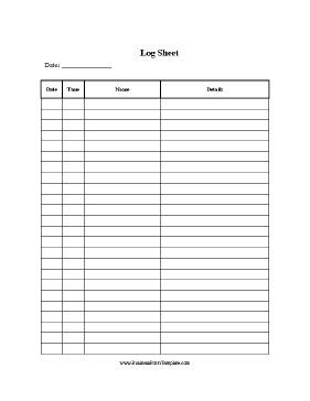 sample log sheet templates  printable log sheet templates direct