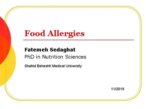 Food Allergies Fatemeh Sedaghat Ph D In Nutrition