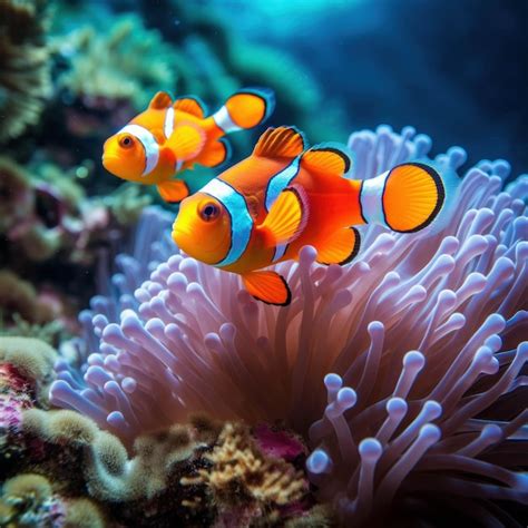 Dive Into The Vibrant Marine Life With A Clownfish Swimming Among