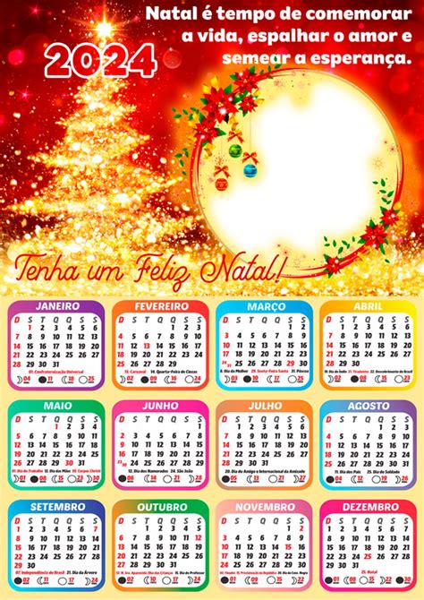 Arte Digital Calendário 2024 Tenha Um Feliz Natal Elo7