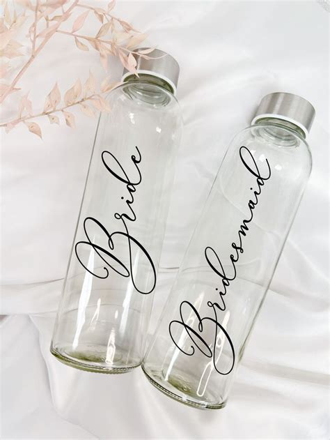 Personalized Glass Water Bottles Bridesmaid Bride Water Bottles Glass Water Bottles Bridesmaid