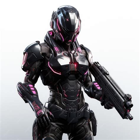 Premium Photo Illustration Cyberpunk Knight Law Enforcer Black Pink Melee