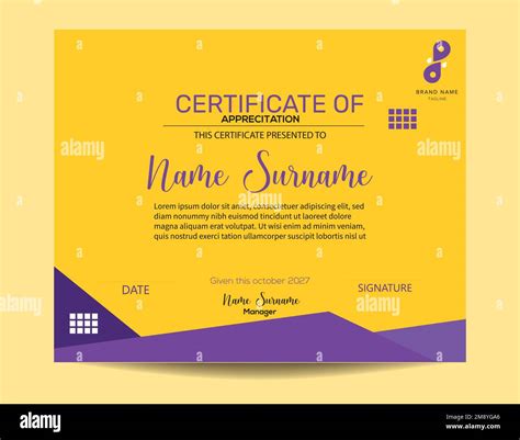 Certificate Of Appreciation Or Diploma Design Template Stock Vector