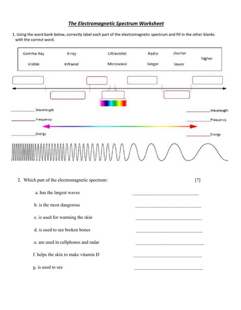 Light Spectrum Worksheets Library