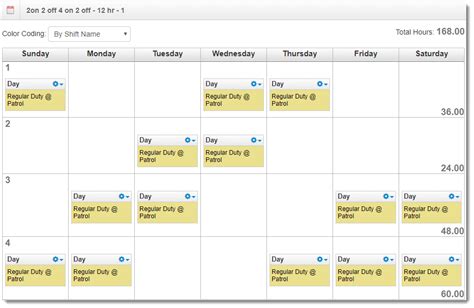 12 Hour Shift Schedule Chart