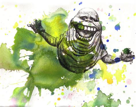 Ghostbuster Slimer Watercolor Painting Original Watercolor Etsy Original Paintings