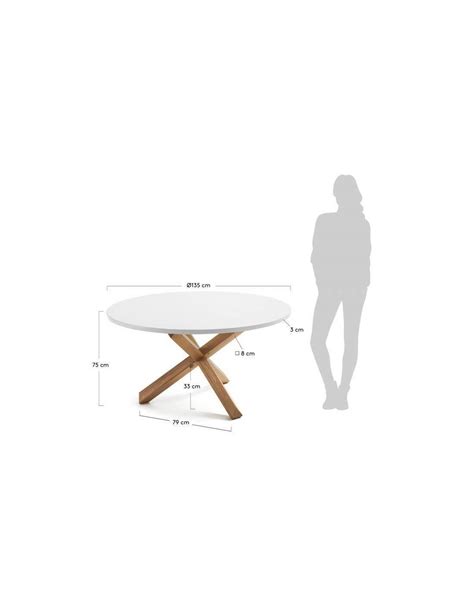 Mesa Redonda Lotus Cm Dm Lacado Blanco Patas Madera Maciza De Roble