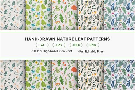 Hand-Drawn Nature Leaf Patterns