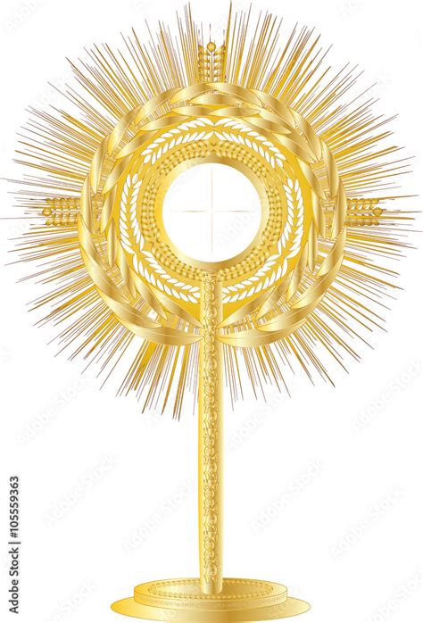 Golden Monstrance For Eucharistic Adoration Of The Blessed Sacrament