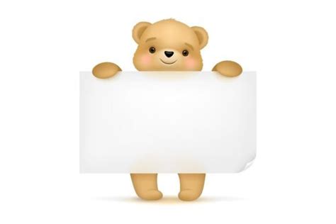 Cute Teddy Bear Holding Blank Banner Bi Graphic By Pch Vector