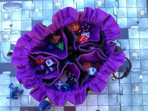 Bag of Many Dice - 6 Pocket Dice Bag - Black and Purple | Dice bag, Fun diys, Crafts