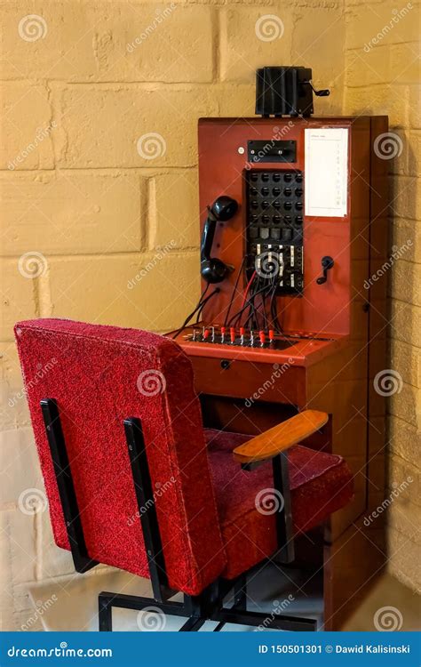 Antique Telephone Switchboard Communication Connection Concept Stock