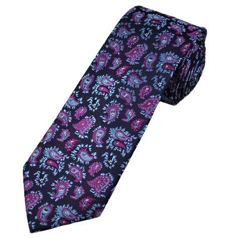 Tresanti Celeste Navy Pale Blue Cerise Pink Patterned Men S Silk