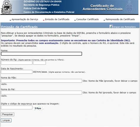 Como Emitir Antecedentes Criminais Ba SAC DIGITAL BAHIA