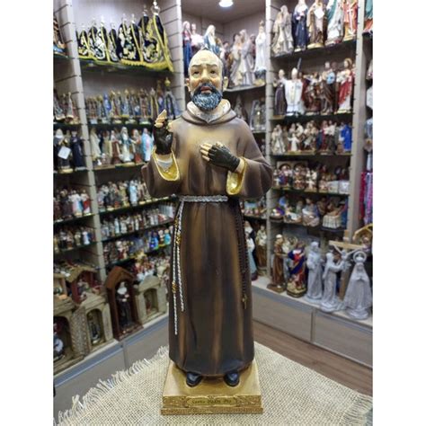 Imagem Santo Padre Pio Cm Resina Importada Shopee Brasil