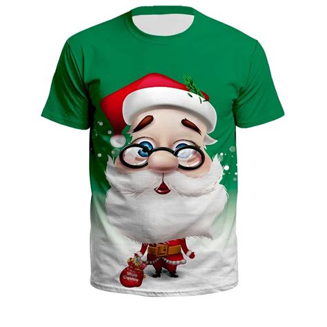 Funny 3d Santa Claus Print Men T Shirt 2018 New Arrival Short Sleeve Christmas T Shirt Men Women