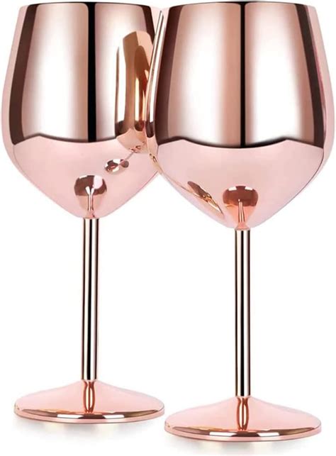 2pcs Stainless Steel Wine Glasses 18oz Large Capacity Wine Goblets