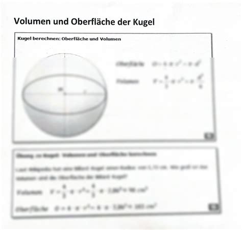 SOLUTION Volumen Und Oberfl Che Der Kugel Studypool