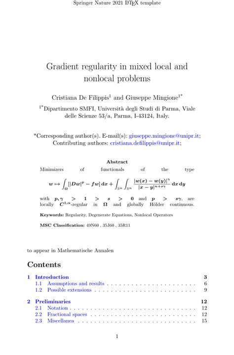 Pdf Gradient Regularity In Mixed Local And Nonlocal Problems