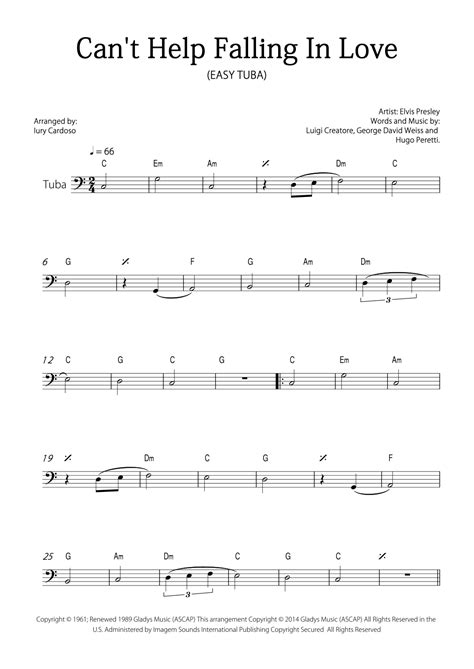 Can T Help Falling In Love Arr Iury Cardoso By Elvis Presley Sheet Music For Tuba Solo At