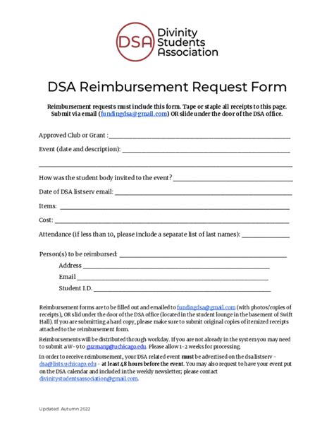 Fillable Online DSA Reimbursement Request Form Fax Email Print PdfFiller