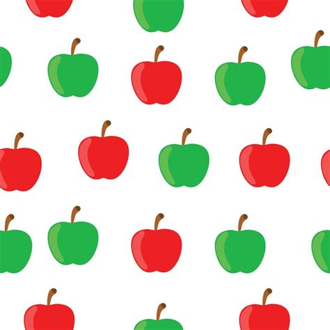 Red And Green Cartoon Apples On White Background Seamless Pattern