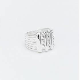 Bague Large Argent Lisse Argo Anneau Ondul Baguettes Designs Taille