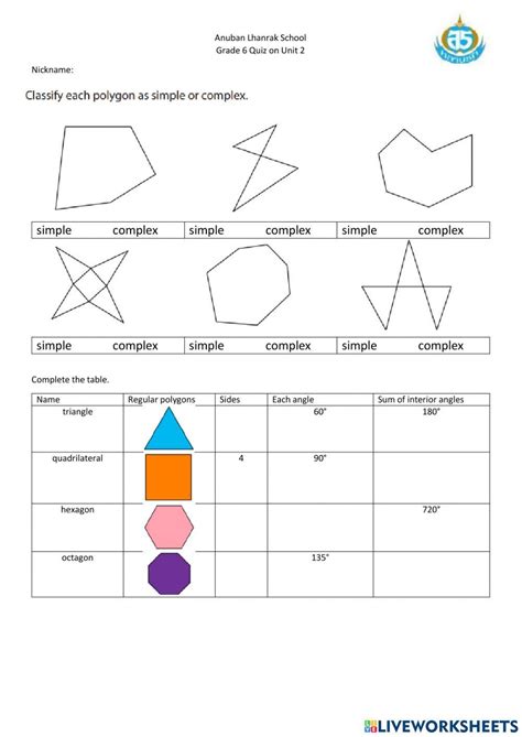 Perimeter And Area Of Polygons Worksheet Live Worksheets