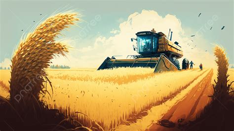 Fondo De Ilustración De Cosecha De Campo De Trigo, Campo De Trigo ...