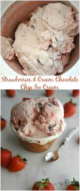 Strawberries And Cream Chocolate Chip Ice Cream {easy No Cook Egg Free} Chocolate Ice Cream