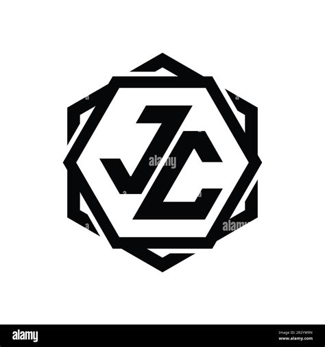 Jc Logo Monogram Hexagon Shape With Geometric Abstract Isolated Outline