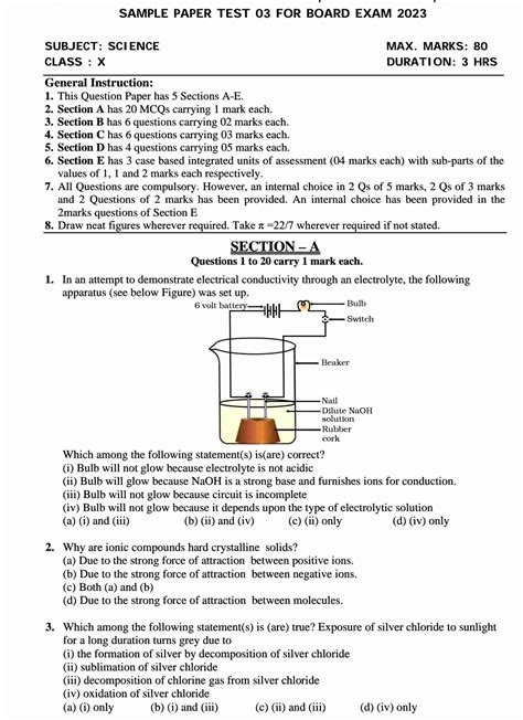 Paper 3 Cbse Class 10 Science Sample Paper For Board Exam 2023 With