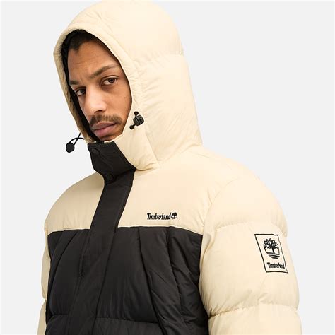 Durable Water Repellent Puffer Jacket For Men In Beige