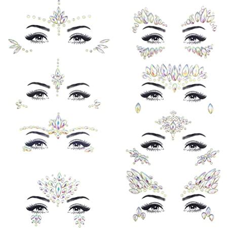 Amazon 6 Sets Women Mermaid Face Gems Glitter Rhinestone Rave