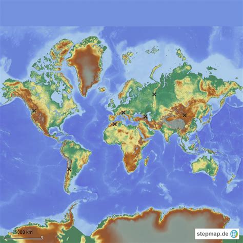 Stepmap Weltkarte Stumm Gebirge Landkarte Für Welt