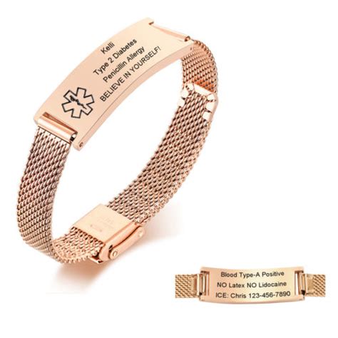 Personalized Medical Alert ID Bracelet Emergency Bangle Wristband