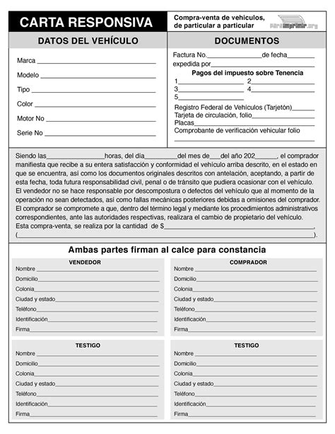 Carta Responsiva Venta De Vehiculo 3