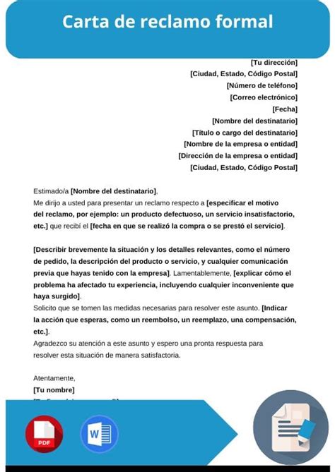 Carta Formal de reclamación aseguradora Word PDF