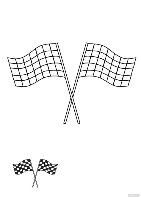 Free Cartoon Checkered Flag Coloring Page Pdf Template Net