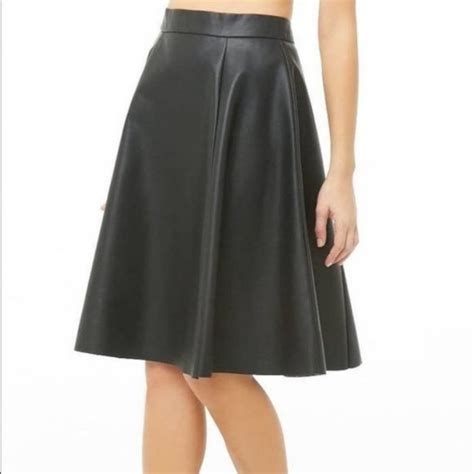 Forever 21 Skirts Forever 2 Black Faux Leather Skater Skirt New