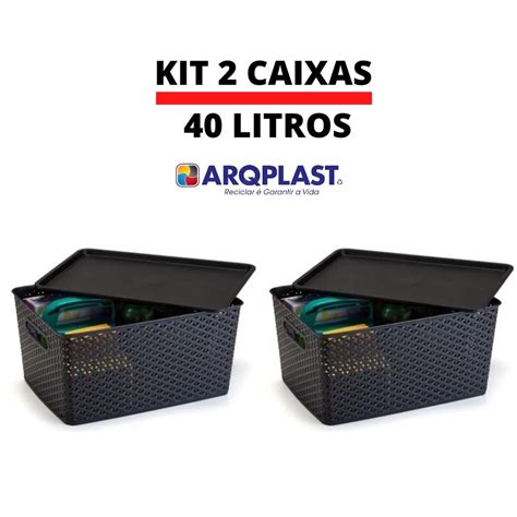 Kit 2 Caixas Organizadora Rattan Empilhavel 40 Litros Oferta Shopee