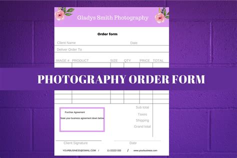 PHOTOGRAPHY ORDER FORM-purchase order template-invoice template-school ...