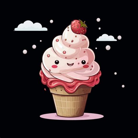 Una ilustración de vector de helado de dibujos animados lindo Vector