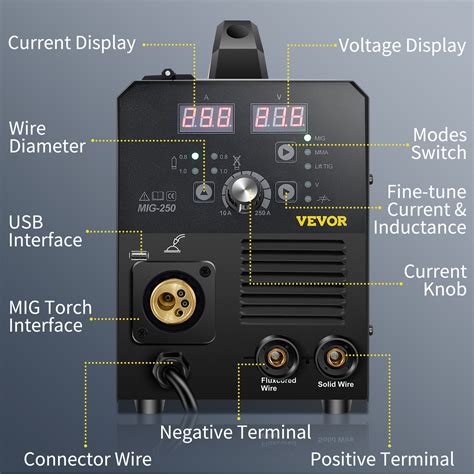 VEVOR 250Amp MIG Welder Welding Machine 3 In 1 220V Flux Core Gas