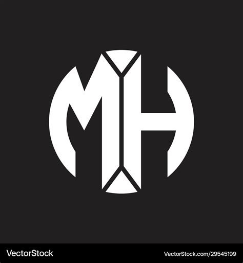 Mh Logo Monogram With Piece Circle Ribbon Style Vector Image