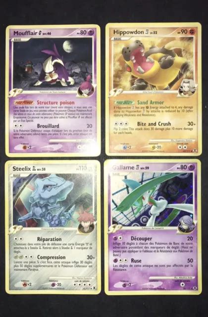 LOT DE CARTES 4 Pokémon SP Gallame Holo 20 111 Platine Riveaux