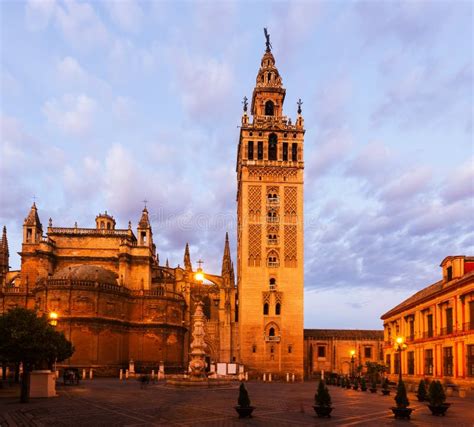 The Giralda Tower At Sunset Cathedral Of Seville Andalusia Spain